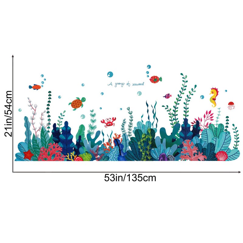 RAINBOW WSK Removable 3D Under The Sea View Grass Wall Decal - DIY Ocean Coral Seaweed Stickers Murals - Peel and Stick Home Decor for Kids Bedroom, Bathroom, Girl Nursery Corner Decoration - Image 2